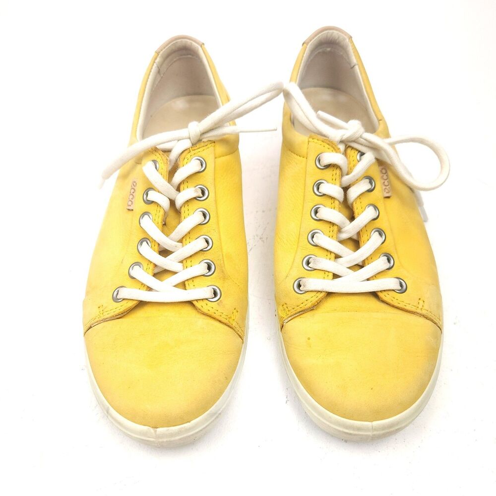 Women's ECCO Soft 7 Leather Sneaker Size 39 US 8-8.5 Marygold Yellow Nubuck - Picture 5 of 9